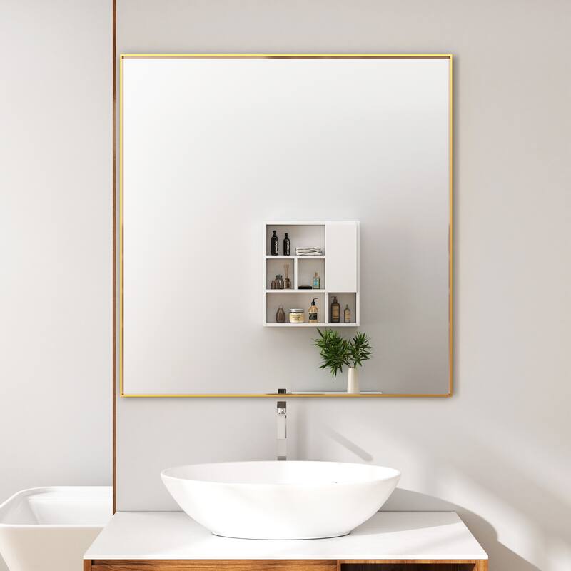 TOOLKISS Right Angle Aluminum Frame Bathroom Vanity Mirror with Clear Glass