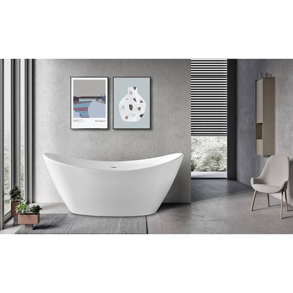Jodie Freestanding Acrylic Bathtub with Adjustable Legs