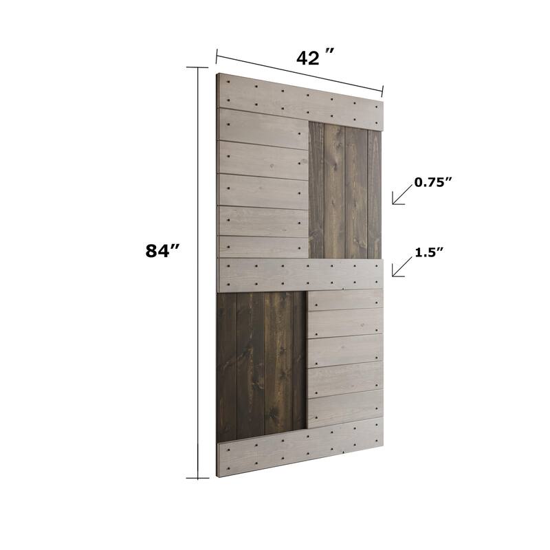 Coast Sequoia 48in./60in./72in./84in. x 84in. S Series Multi-Color Pine Wood Double Sliding Barn Door With Hardware Kit
