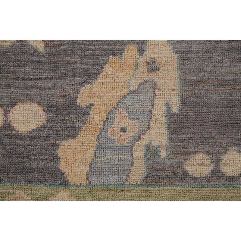 Hand Knotted Oriental 100% Wool Carpet Transitional All-Over Greys & Charcoal Oushak Area Rug - 9' 10'' X 8' 1''