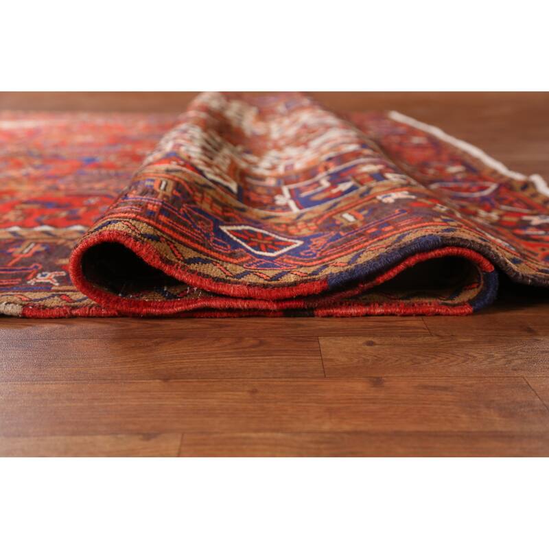 Hand Knotted Oriental 100% Wool Carpet Traditional Medallion Red Heriz Area Rug - 9' 7'' X 6' 9''