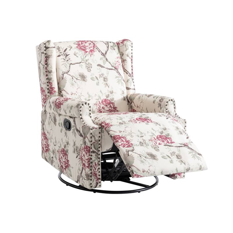 Linen Manual Swivel Base Recliner Chair with Footrest