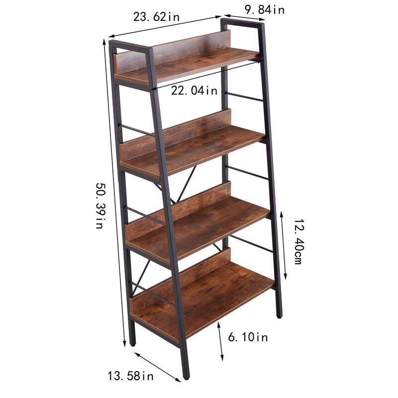 4Tier Shelves Ladder Desk Shelves and Each Shelf Has Baffle to Stop