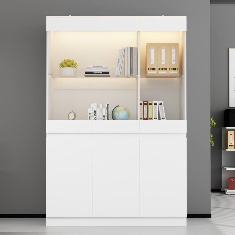 Modular Large display case,Bar Cabinet with glass doors,drawers,lights