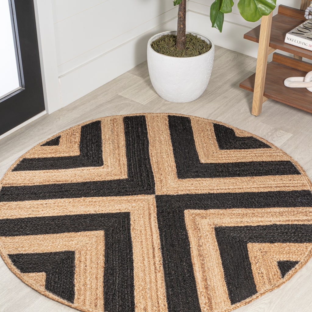 JONATHAN Y Petal Two-Tone Jute Hippy Circle Area Rug