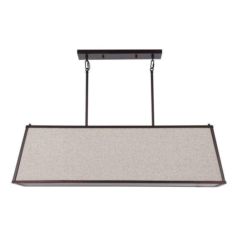 Arlo 42" 4-Light Minimalist Industrial Trapezoidal Linen Iron Linear LED Pendant, Oil Rubbed Bronze/Beige by JONATHAN Y
