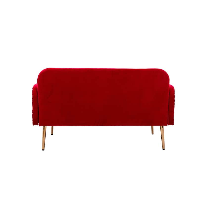 Red Vintage Style Velvet Fabric Sofa, Accent sofa, Loveseat Sofa with