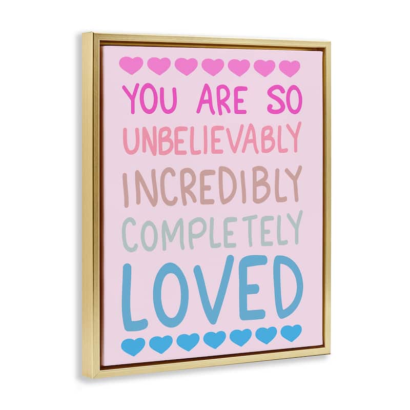 Stupell Incredibly Loved with Hearts Framed Floater Canvas Wall Art Design By Sweet Melody Designs