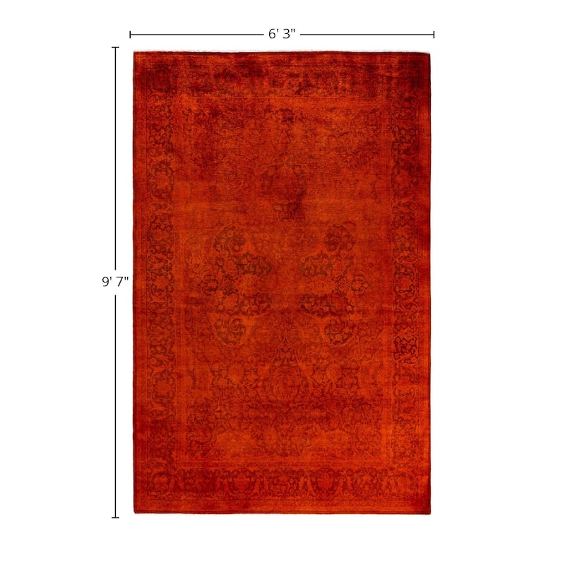 Fine Vibrance One-of-a-Kind Hand-Knotted Area Rug - Orange, 6' 3" x 9' 7" - 6' 3" x 9' 7"
