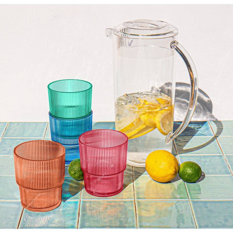 Abode Homewares Fine Ribbed Acrylic Drinking Glass - Set of 6