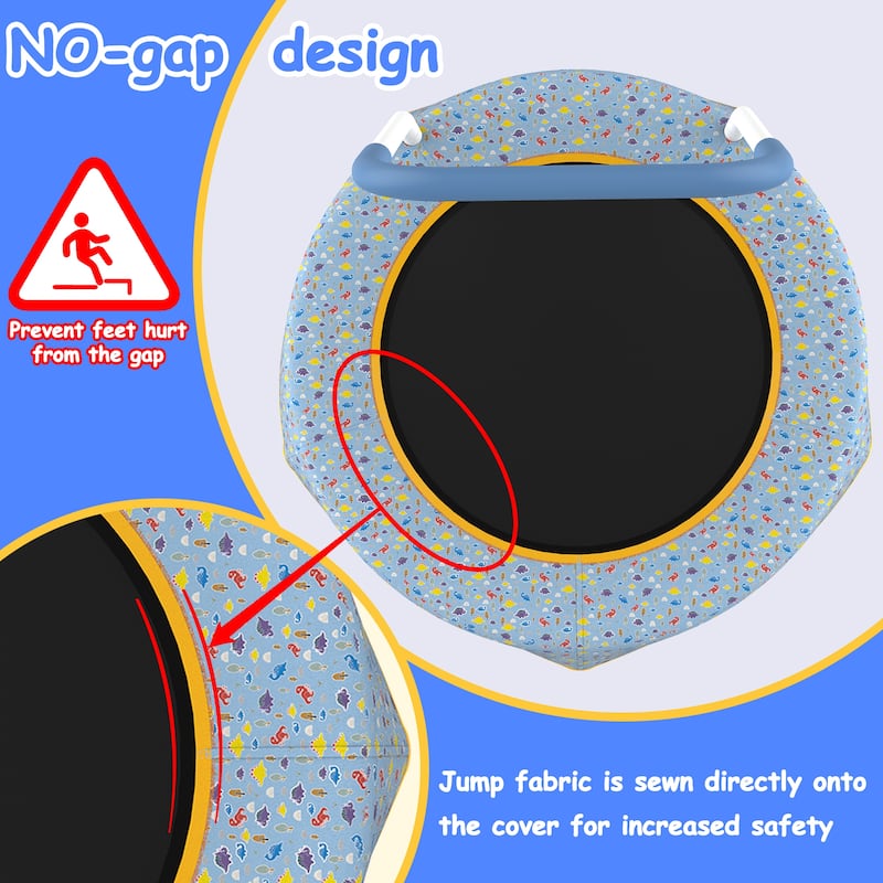 Toddler Trampoline for Kids 1 Year Plus with Handle, Baby Gifts, Indoor & Outdoor - 27.5"W