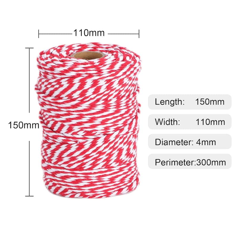 VECELO Red Garden Twine Strong Hemp Rope for Gardening Plant Tie Floristry Crafts Gift Wrapping Packing Decor