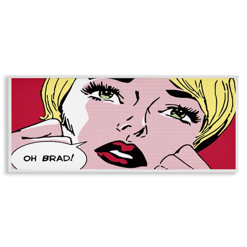 Stupell Iconic Pop Comic Woman Framed Giclee Art Design By Sheila B. - 30 x 13 - White