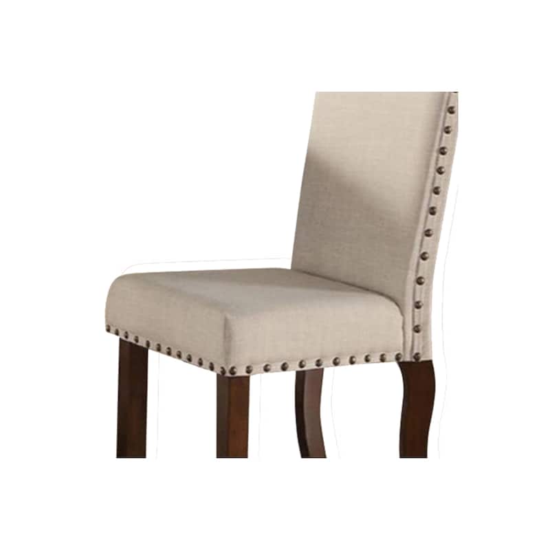 Brown/Cream Fabric Upholstered Wood Frame Dining Chair, Set of 2, Sturdy Dining Chair for Dining Rooms - 15.5