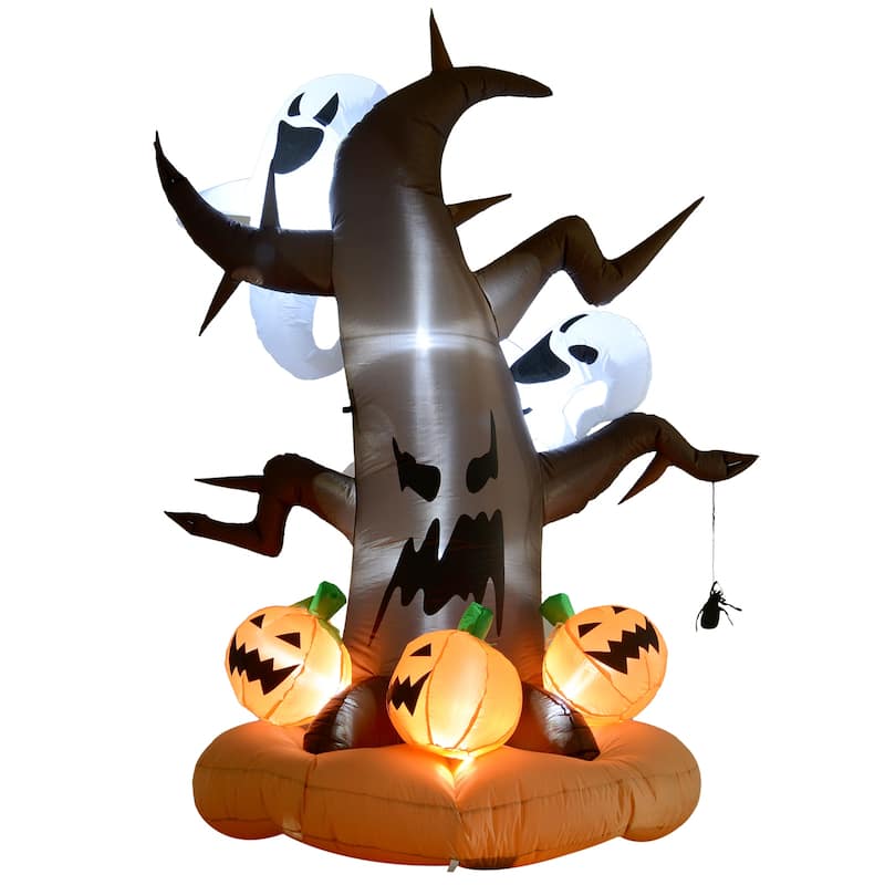 HOMCOM 8' Haunted Tree, Evil Jack-O'-Lantern, and Ghost Inflatable Halloween Decoration