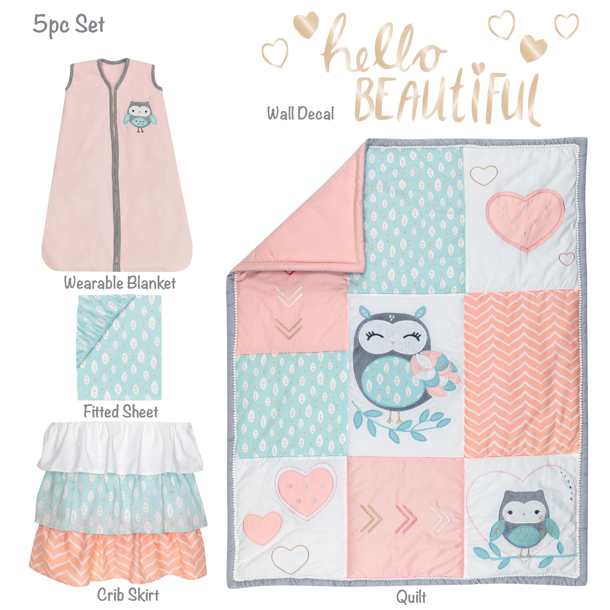 Heart crib sale bedding set