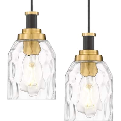 2 pack hanging light black & gold hallway light glass metal pendant light