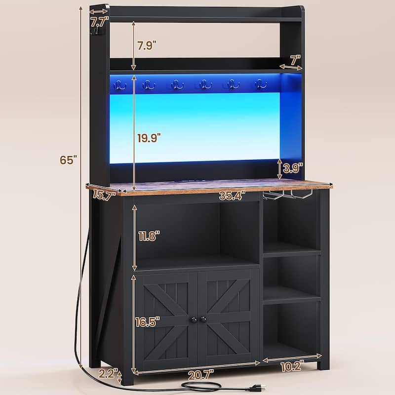 Baker's Rack Coffee Bar Cabinet Microwave Stand Kitchen Cabinet