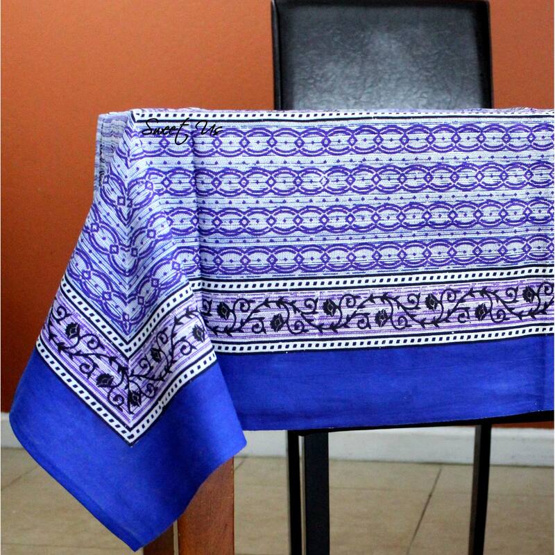 Cotton Ferrera Floral Tablecloth Rectangle Blue - 70 x 104 in