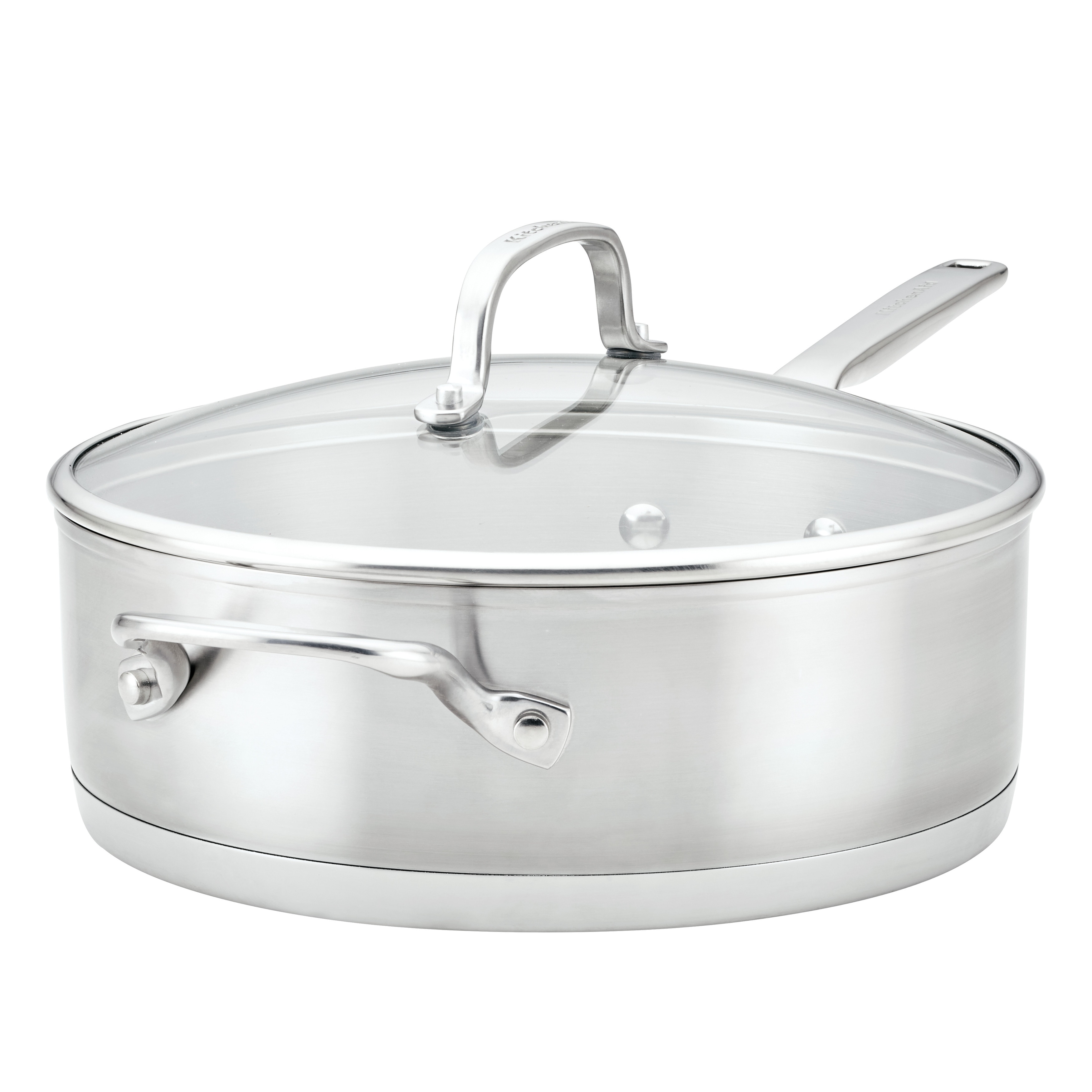 KitchenAid 3-Ply Base Stainless Steel Deep Saute Pan with Lid, 4.5qt - Bed  Bath & Beyond - 35346650