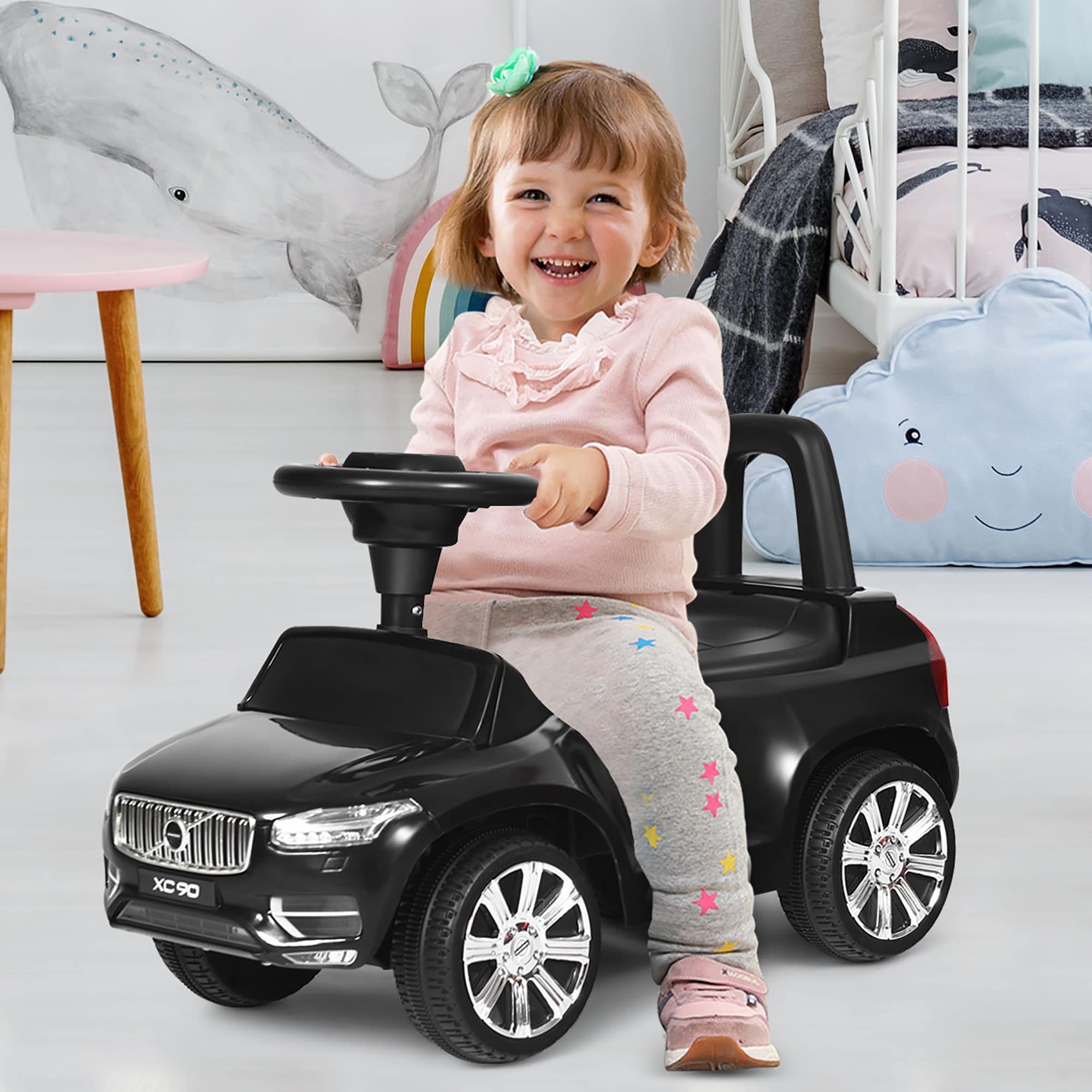 girl push car