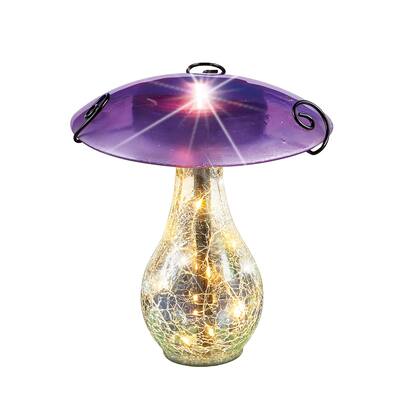 LED Lighted Glass Mushroom Solar Powered Garden Stake - 6.5 x 11.75 x 6.5