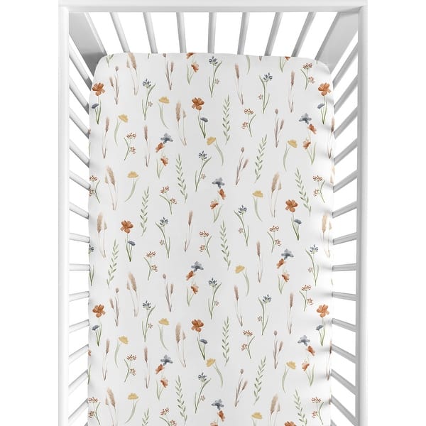 slide 2 of 6, Boho Floral Garden Flower Girl Fitted Crib Sheet Sage Green Watercolor Bohemian Floral Farmhouse Vintage Shabby Chic Nature