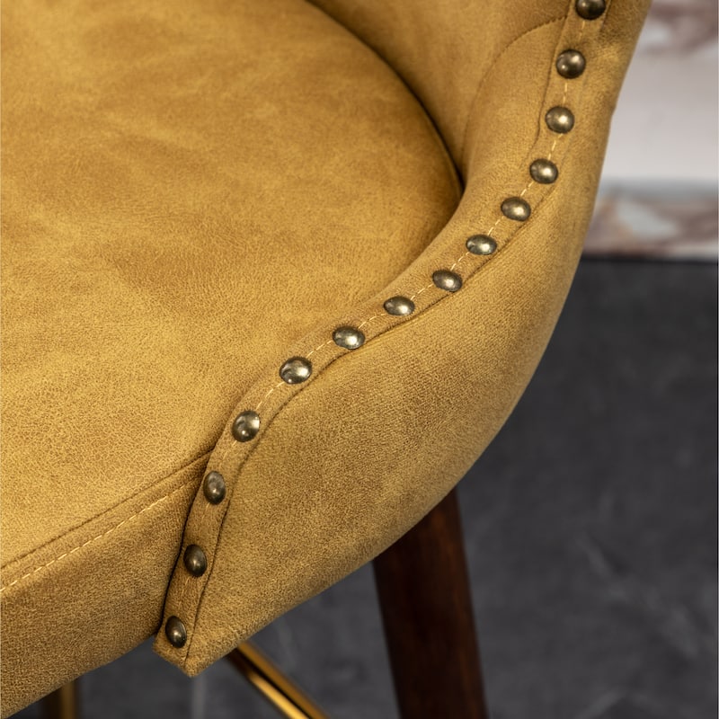 Roundhill Furniture Nevis Mid-century Modern Faux Leather Tufted Nailhead Trim Barstool Set of 2
