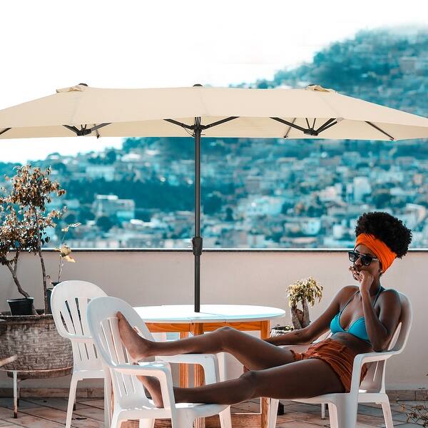 Shop Black Friday Deals On 9 X 15 Ft Steel Market Patio Umbrella Overstock 32382781