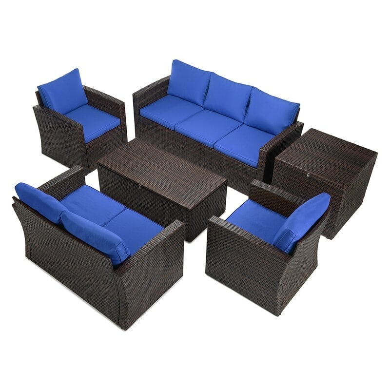 6-Piece Wicker Outdoor Patio Conversation Set