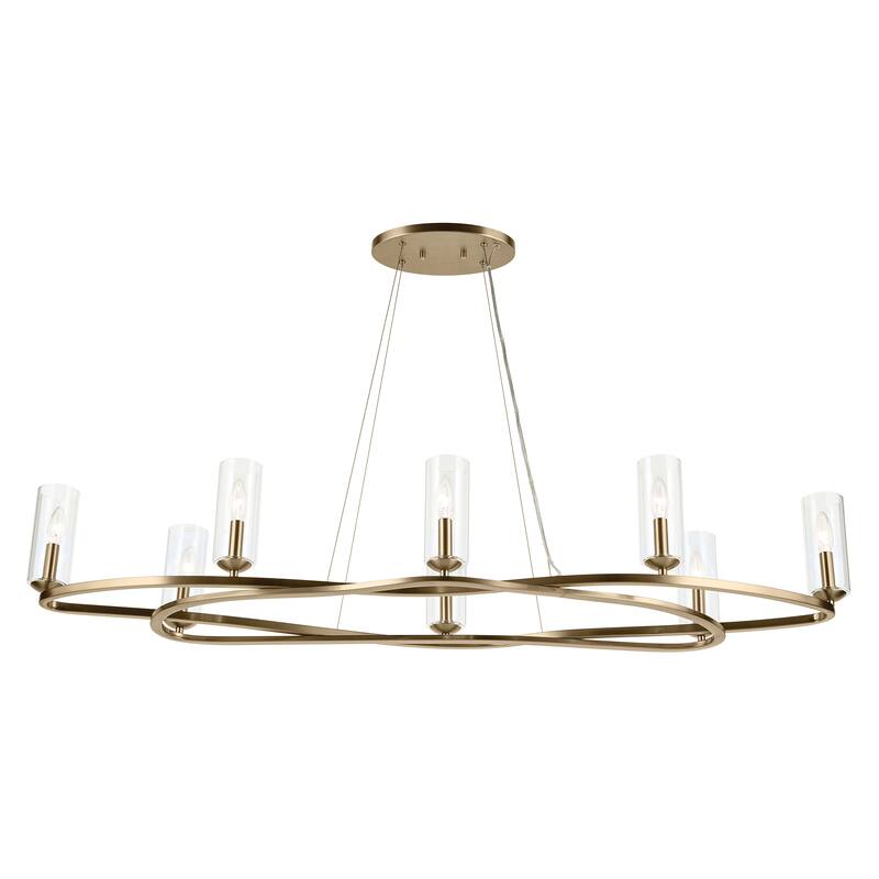 Harpin 52.5 Inch 8 Light Linear Chandelier with Clear Glass in Champagne Bronze