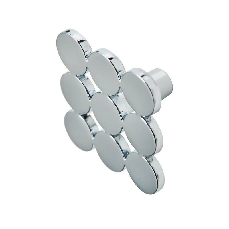 Utopia Alley Tempo Square Cabinet Ring Pull Knob - Vintage Cabinet Polished Chrome Hardware with Hand, Pull Knobs 1.9"