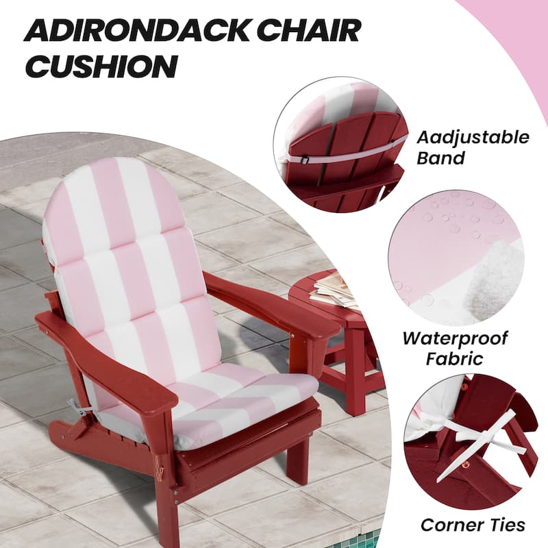 Patio Outdoor Adirondack Chair Cushion with Ties