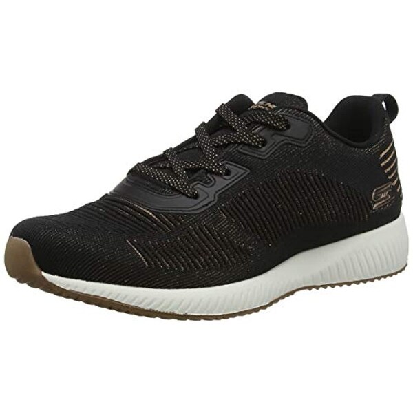 skechers black and rose gold trainers