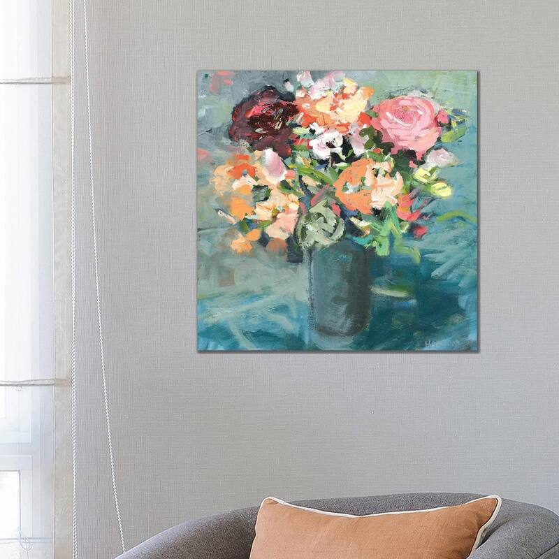 iCanvas "Teal Bouquet" by Jennifer Harwood Canvas Print - 26x26x1.5