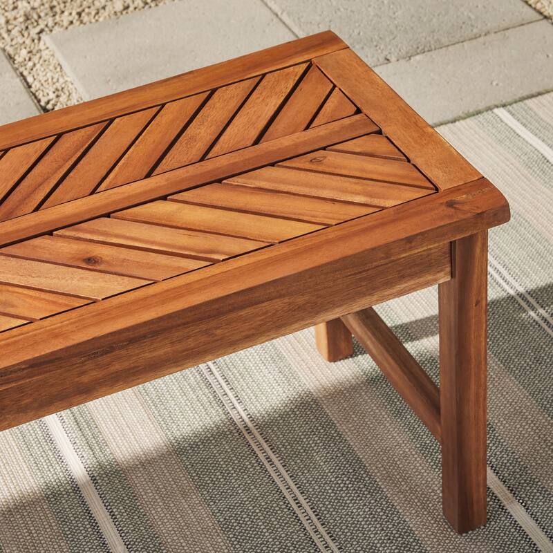 Walker Edison Elephant Point Acacia Wood Chevron Bench
