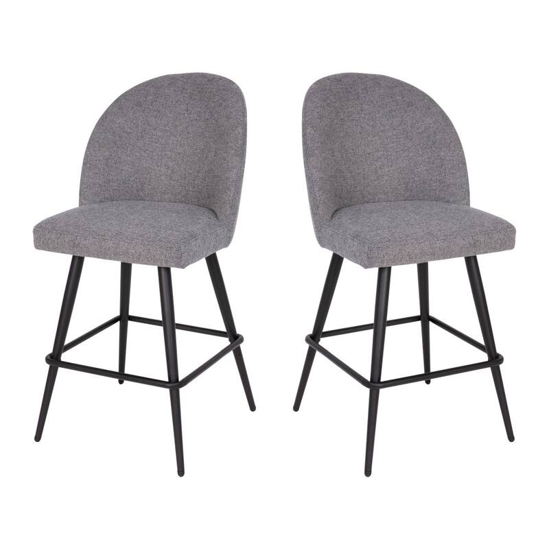Set of 2 Upholstered Counter Stools with Steel Frames