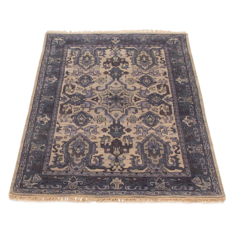 ECARPETGALLERY Hand-knotted Finest Agra Jaipur Light Khaki Wool Rug - 3'10 x 5'11