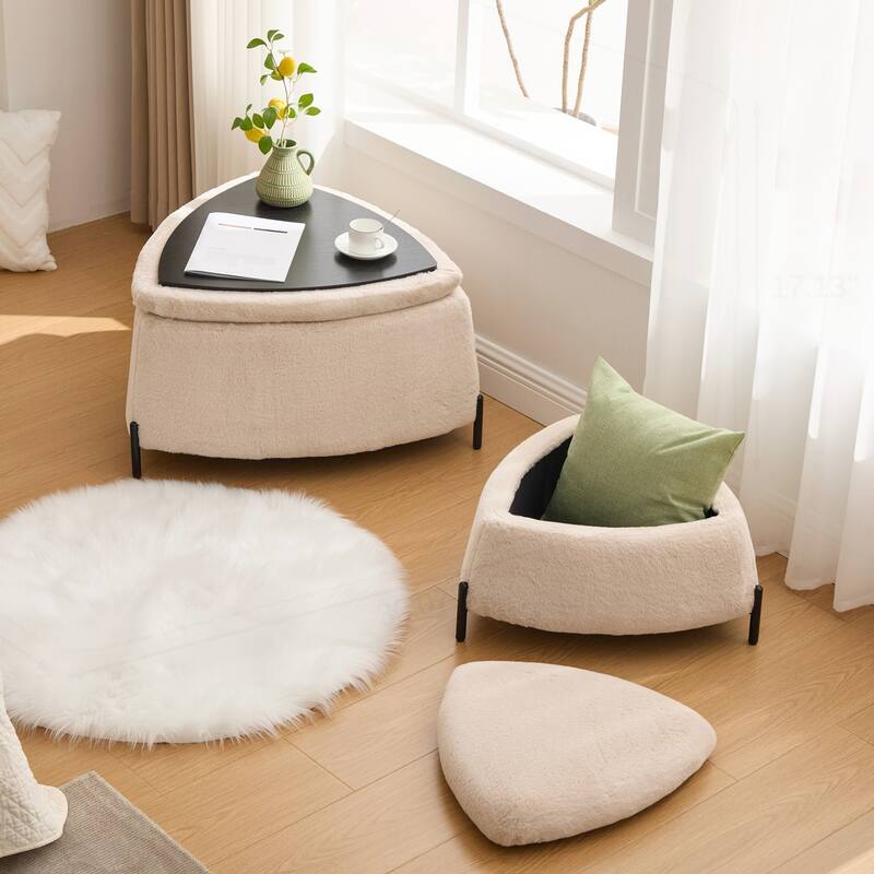 29.9"Wide 2 - Piece Upholstered Storage Ottoman Set - Light Camel