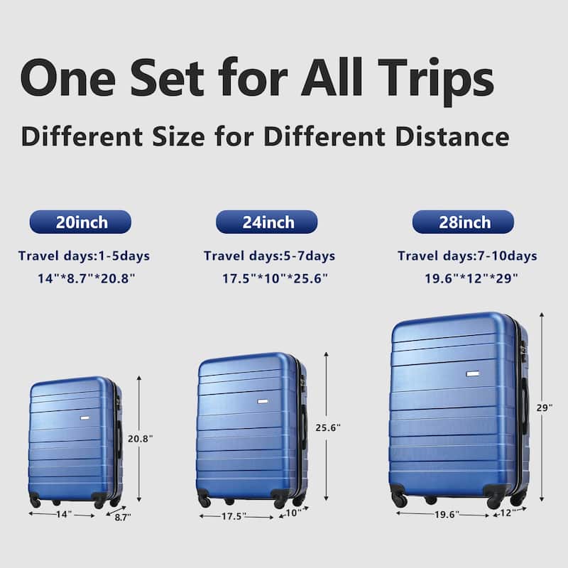 3pcs New Model Expandable ABS Hardshell Luggage Sets by Harper&Bright Designs