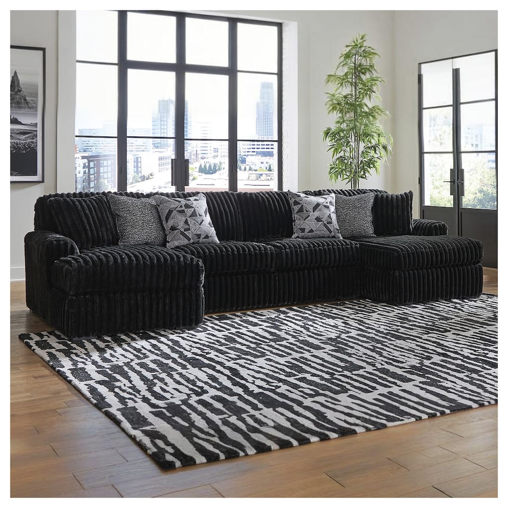Signature Design by Ashley Midnight-madness 3-Piece Sectional with Chaise - 150" W x 65" D x 40" H
