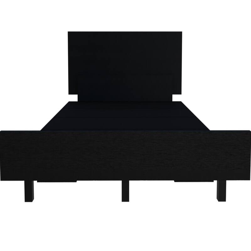 Black Twin Bed Base with Headboard, Easy Assembly, Modern Classic Design