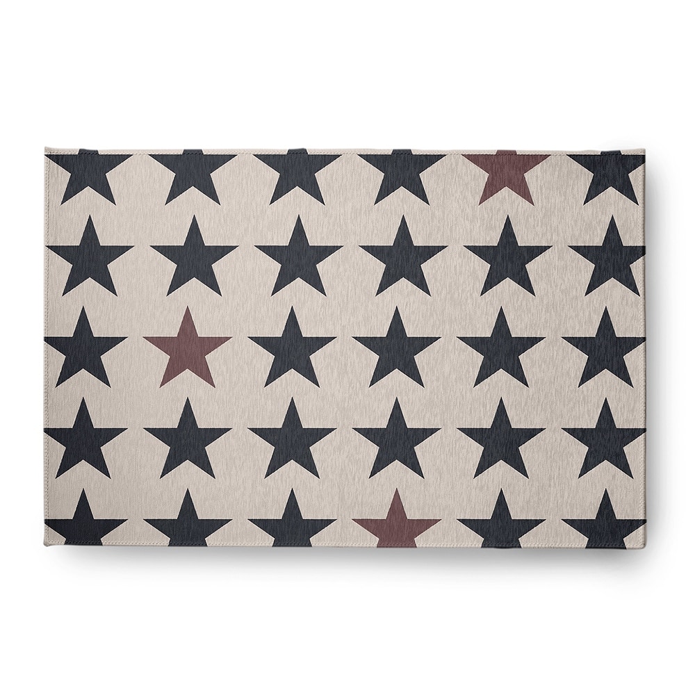 Stars with Blue and Red Americana Chenille Area Rug