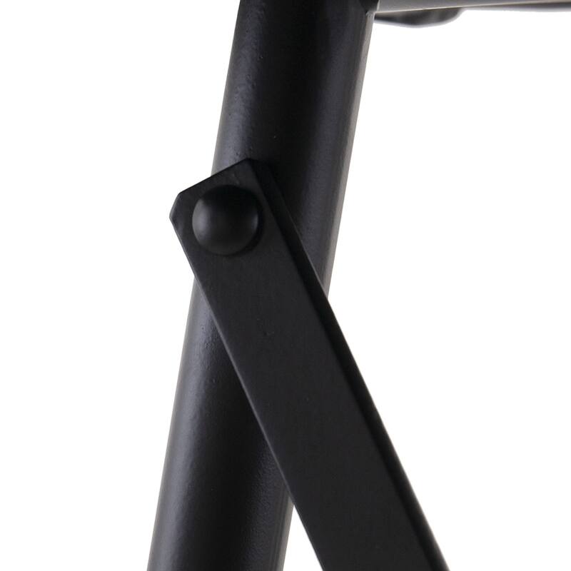 Black Foldable Side Table and Stool Set with Shelves