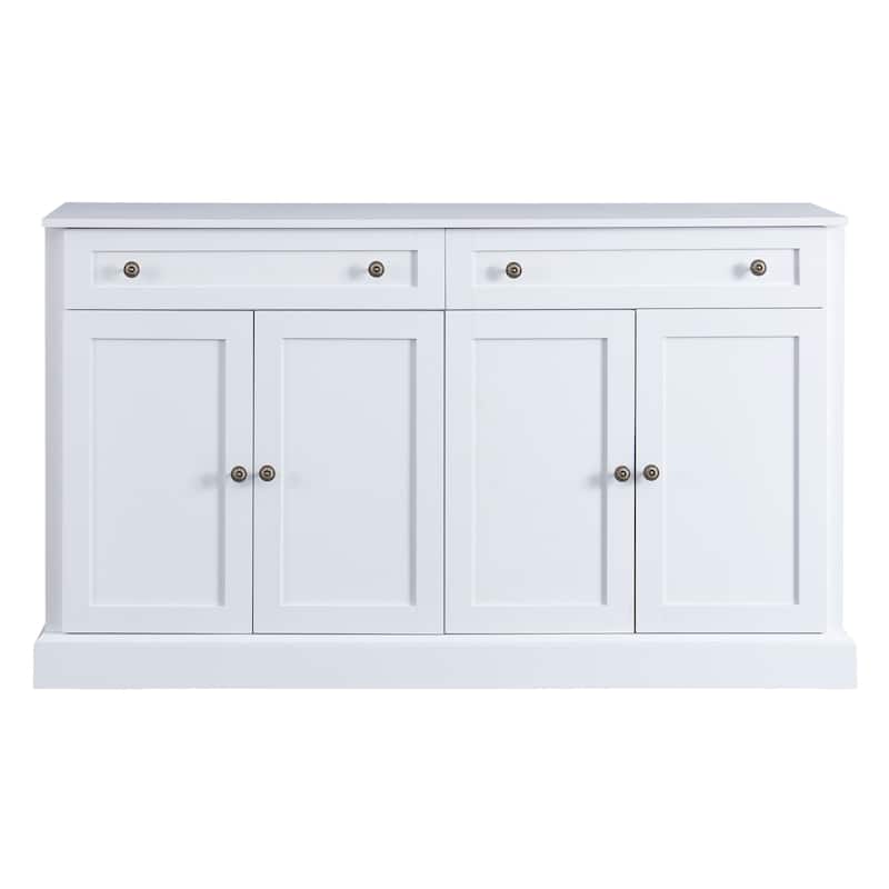 White Kitchen Sideboard Storage Buffet Cabinet w/ 2 Drawers & 4 Doors - White