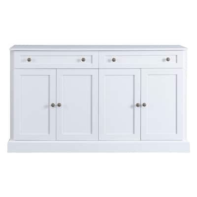 White Kitchen Sideboard Storage Buffet Cabinet w/ 2 Drawers & 4 Doors