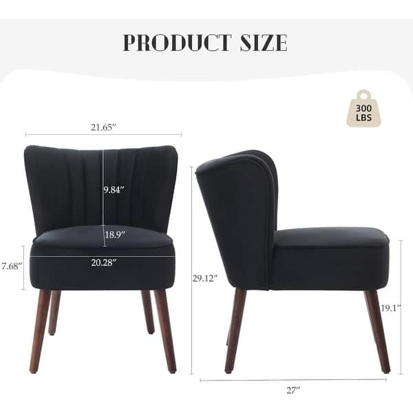 dimension image slide 1 of 3, Modern Velvet Accent Chair Set of 2, Soft Upholstered Living Room Chair with Wooden Legs