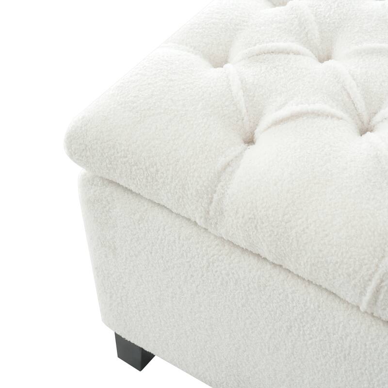 Ottoman Bench with Storage and Rubber Wood Legs