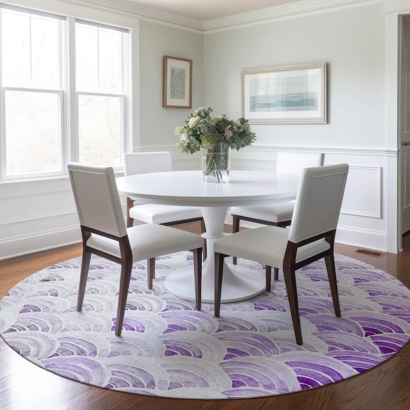 Premium Washable Super Soft Modern Sunrise Mayfield Rug - Purple - 8' x 8' - Round