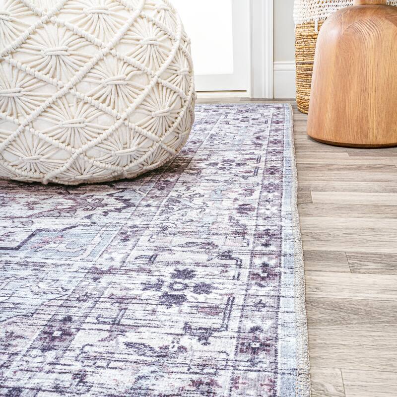 JONATHAN Y Alacati Boho Gray Medallion Machine Washable Area Rug